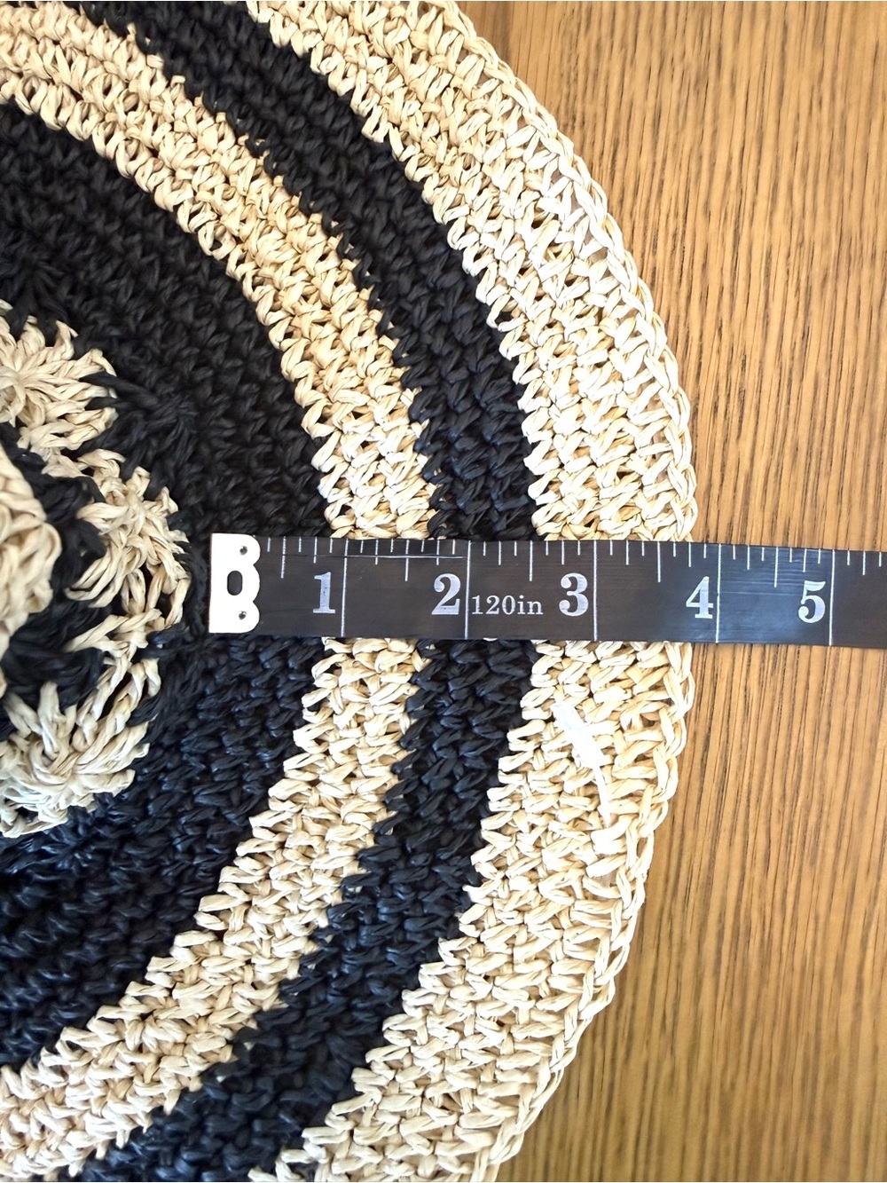 Four Buttons San Diego Hat Co Crochet Sun Hat Wide Brim Black Tan Striped NWT - Picture 3 of 14